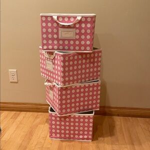 Pottery Barn Kids Pink Polka Dot Storage Bins